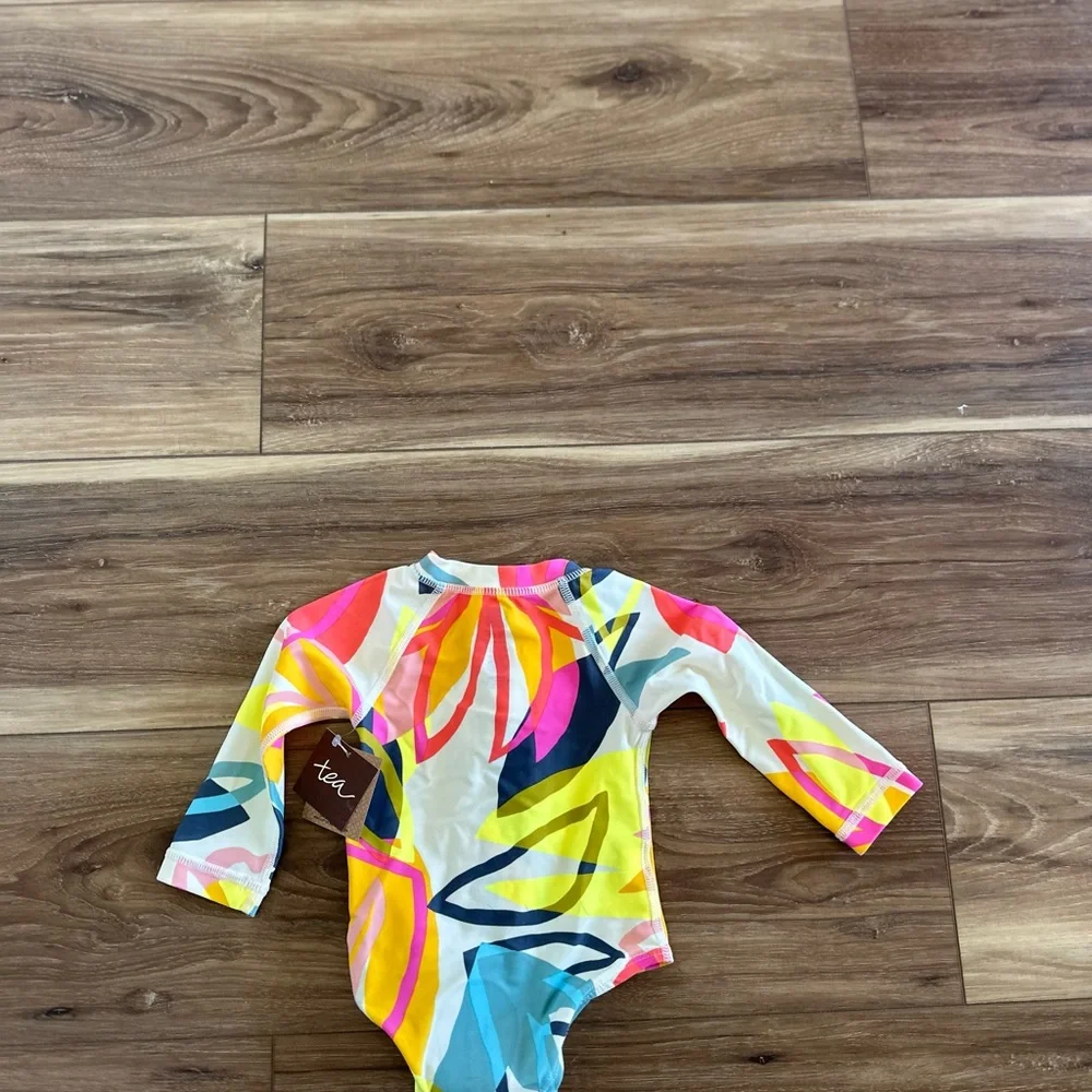 Tea Collection Colorful Long-Sleeve Baby one piece swimsuit size 3-6 months NWT